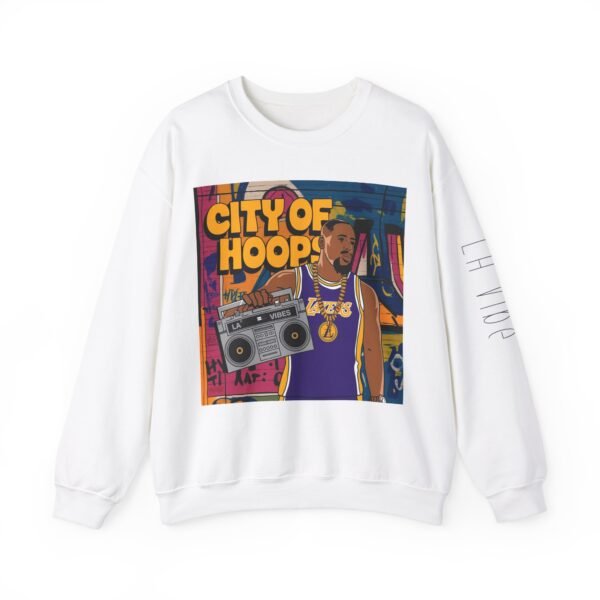 90s Hip-Hop Style of Los Angeles Lakers Fan Crewneck Sweatshirt - LA Vibes - Image 3