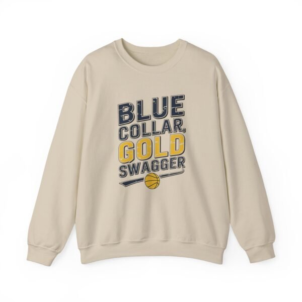 Indiana Pacers Fans Sweatshirt - Vintage Typography Blue Collar Gold Swagger