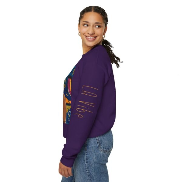 90s Hip-Hop Style of Los Angeles Lakers Fan Crewneck Sweatshirt - LA Vibes - Image 2