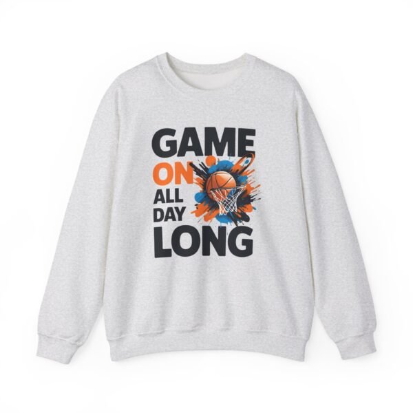 Basketball Fan Crewneck Sweatshirt - Game on All Day Long - Image 2