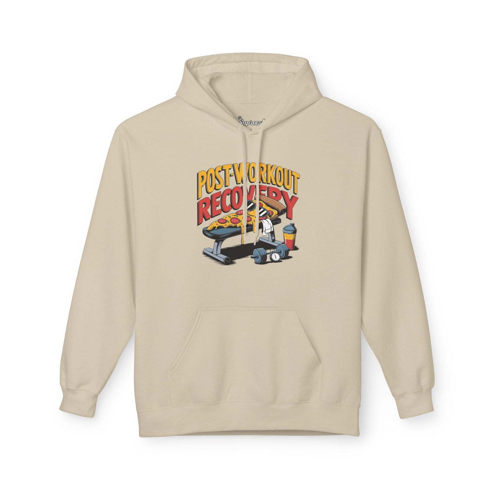 Funny Workout Hoodie - Pizza - Post Workout Recovery