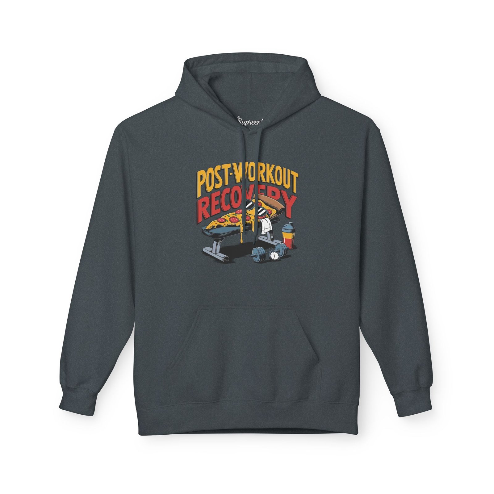 Funny Workout Hoodie - Pizza - Post Workout Recovery