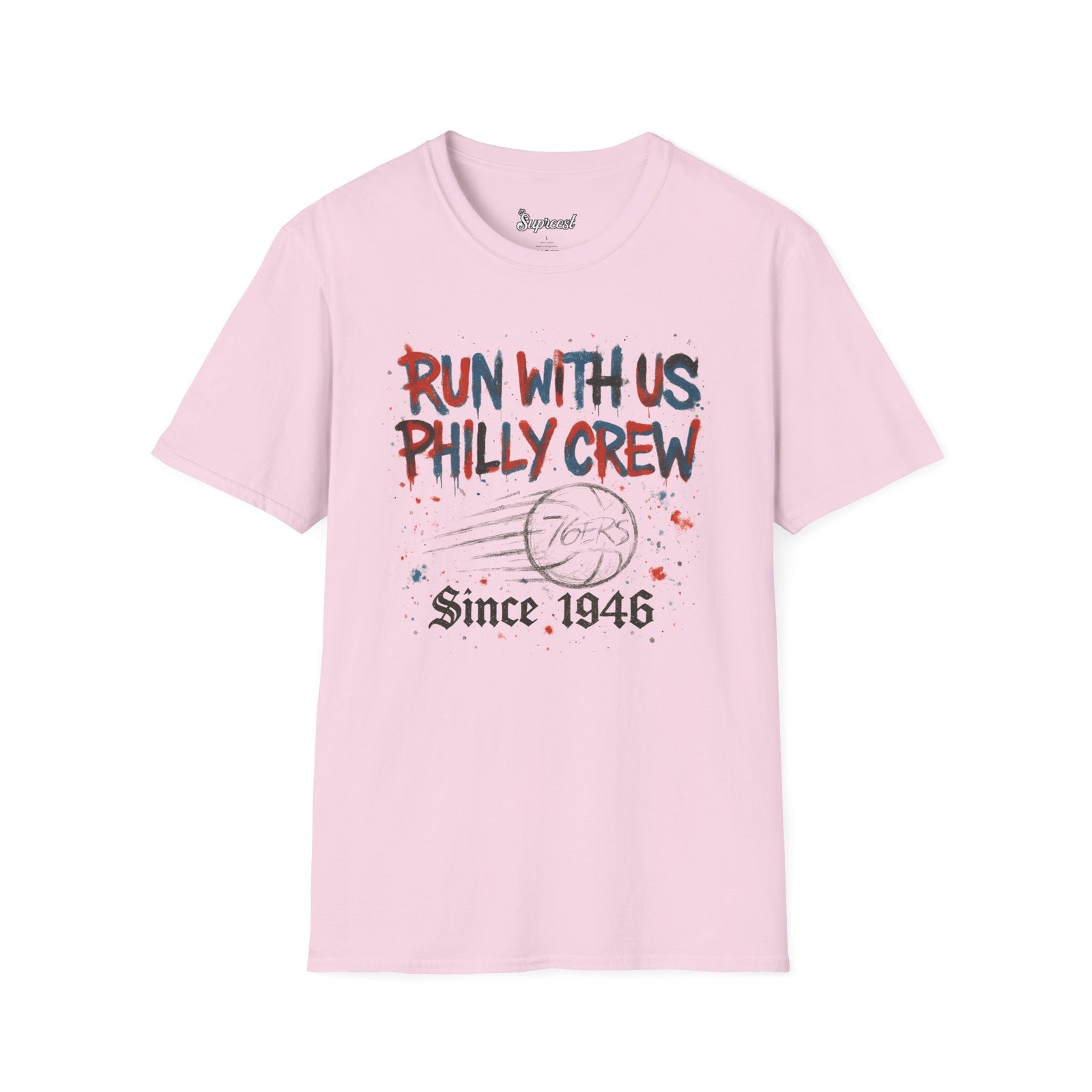 76ers Shirt - Run With Us Philly Crew Since 1946